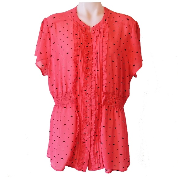Torrid Tops - Torrid Chiffon Blouse Coral Short Sleeve Button up